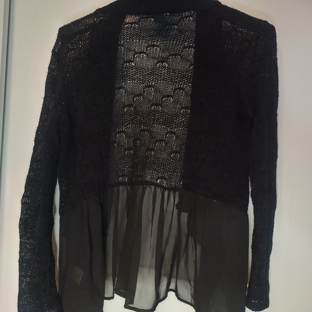 H.I.P. HAPPENING IN THE PRESENT Vintage Black Sheer Cardigan Sweater S - Picture 2 of 4